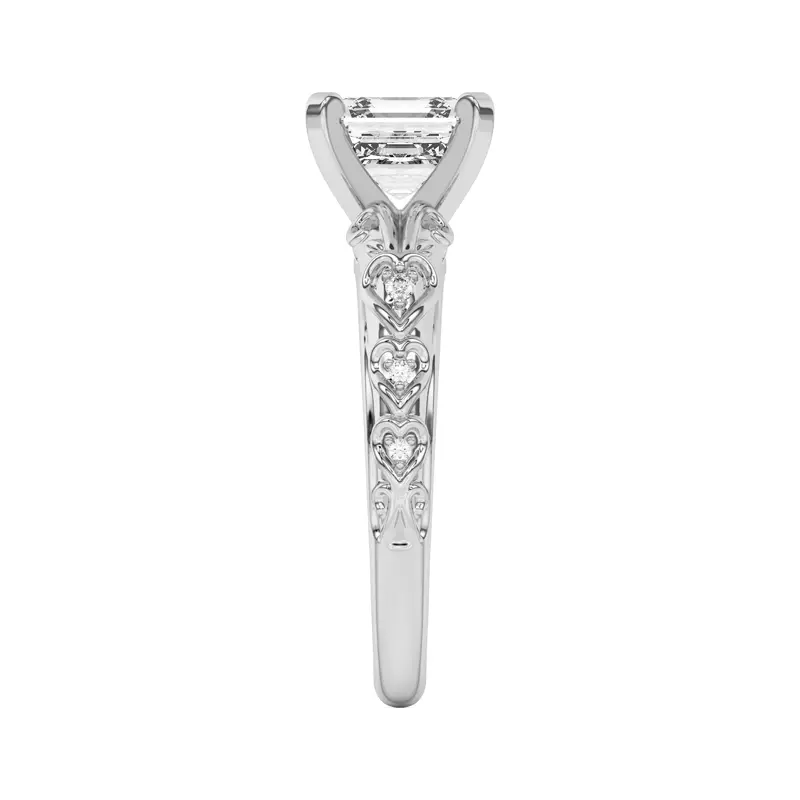 14K White Gold Kathryn Pavé Heart Scroll Engagement Ring