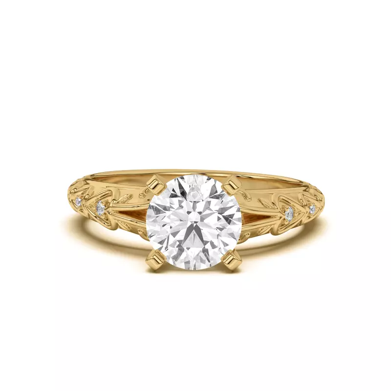 14K Yellow Gold Kathryn Pavé Heart Scroll Engagement Ring