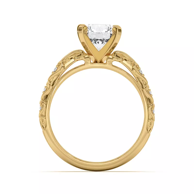 14K Yellow Gold Kathryn Pavé Heart Scroll Engagement Ring