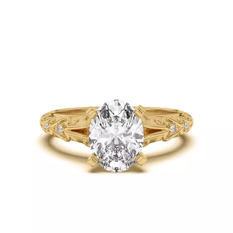 14K Yellow Gold Kathryn Pavé Heart Scroll Engagement Ring