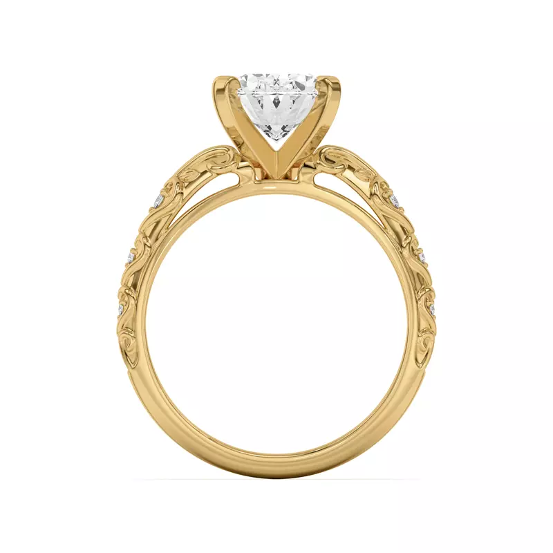 14K Yellow Gold Kathryn Pavé Heart Scroll Engagement Ring