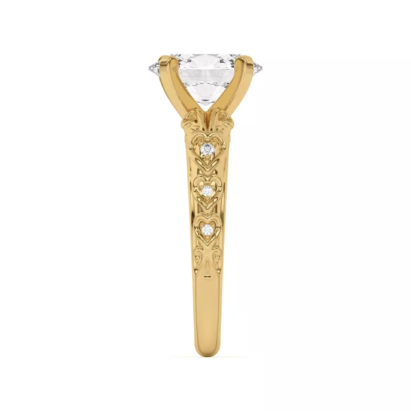 14K Yellow Gold Kathryn Pavé Heart Scroll Engagement Ring
