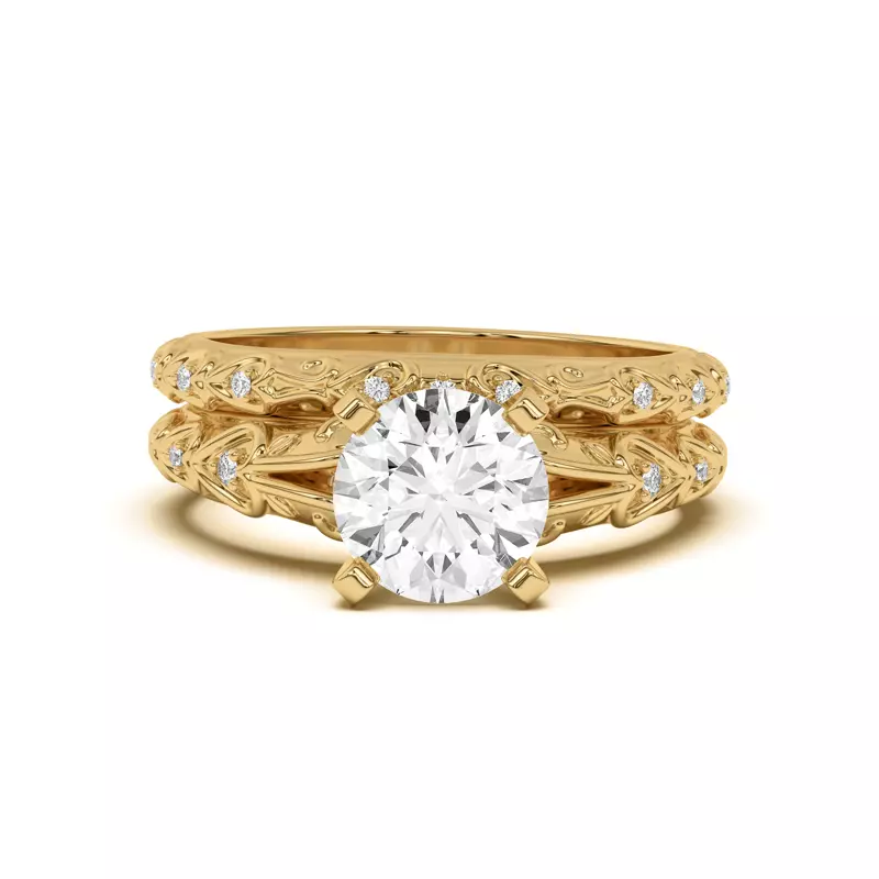 14K Yellow Gold Kathryn Pavé Heart Scroll Band