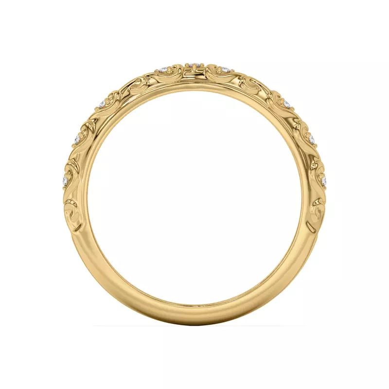 14K Yellow Gold Kathryn Pavé Heart Scroll Band
