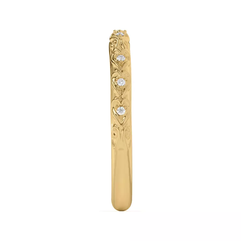 14K Yellow Gold Kathryn Pavé Heart Scroll Band