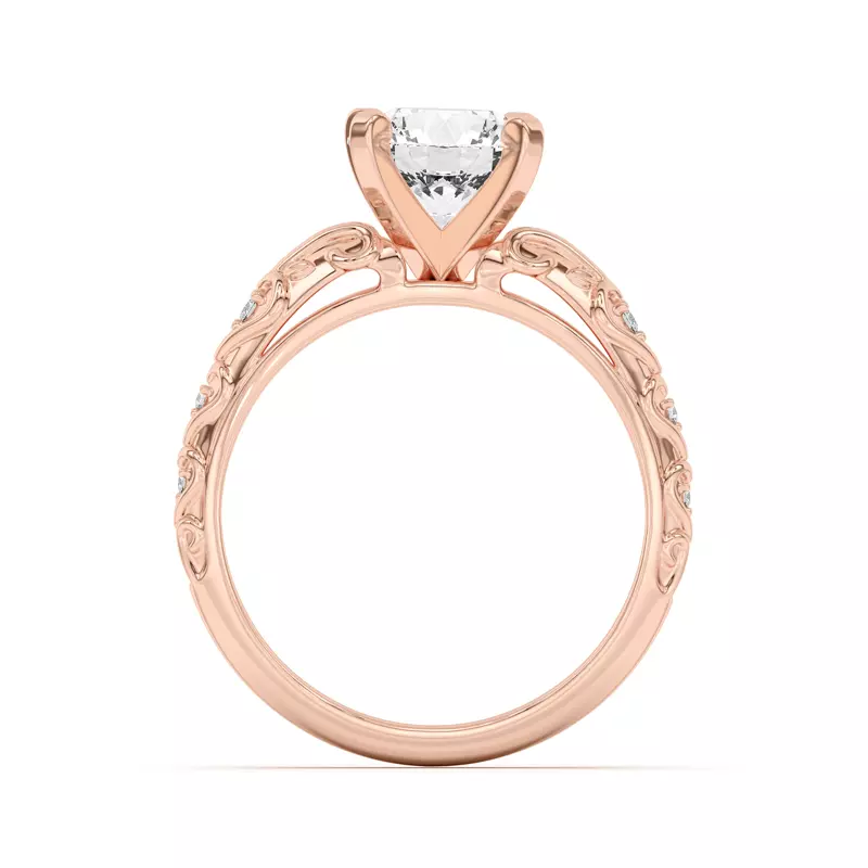 18K Rose Gold Kathryn Pavé Heart Scroll Engagement Ring