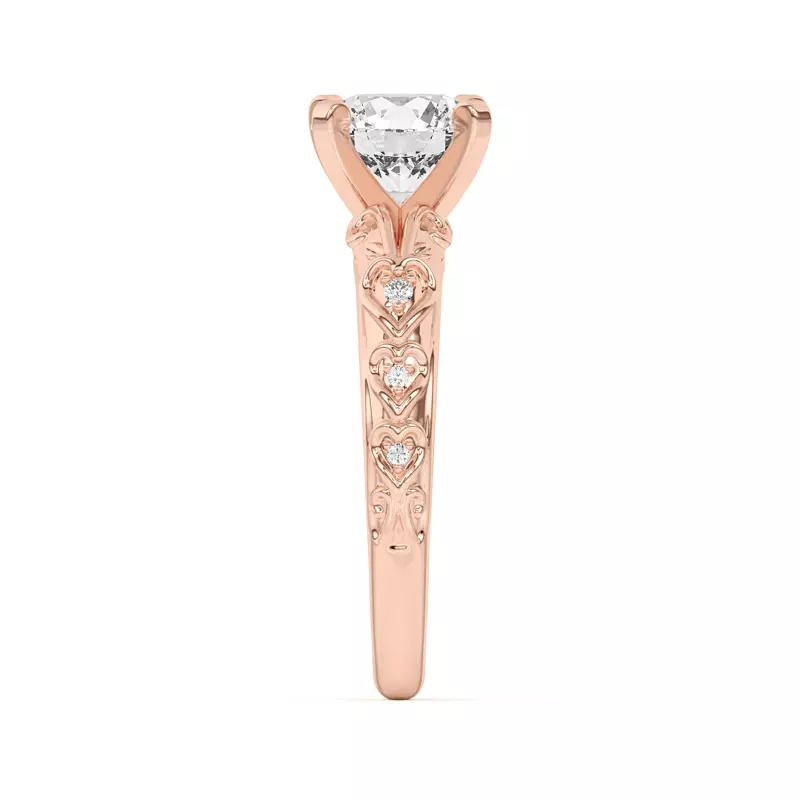 18K Rose Gold Kathryn Pavé Heart Scroll Engagement Ring