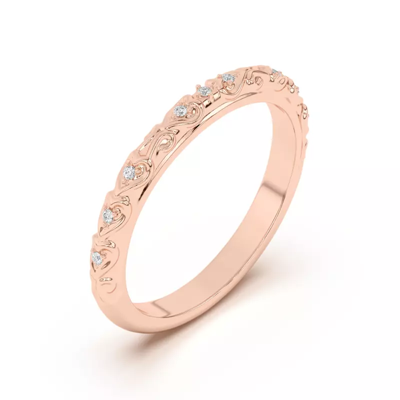 18K Rose Gold Kathryn Pavé Heart Scroll Band