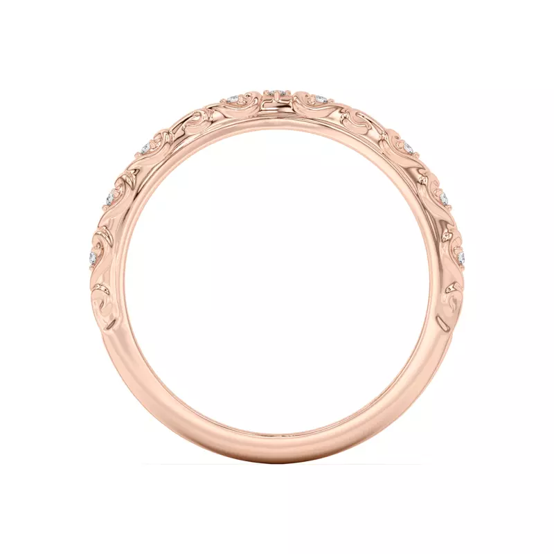 18K Rose Gold Kathryn Pavé Heart Scroll Band