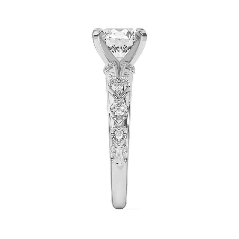 18K White Gold Kathryn Pavé Heart Scroll Engagement Ring