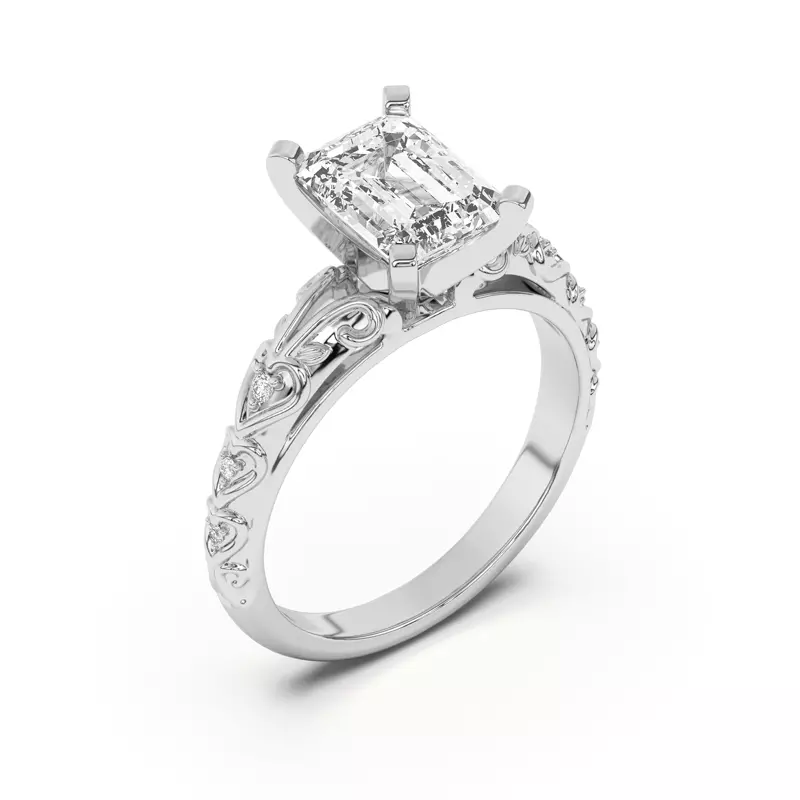Platinum Kathryn Pavé Heart Scroll Engagement Ring