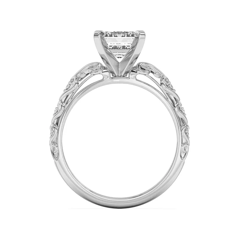 Platinum Kathryn Pavé Heart Scroll Engagement Ring