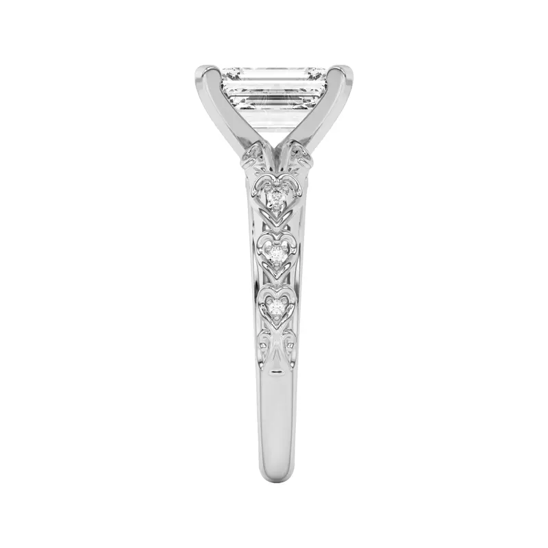 Platinum Kathryn Pavé Heart Scroll Engagement Ring