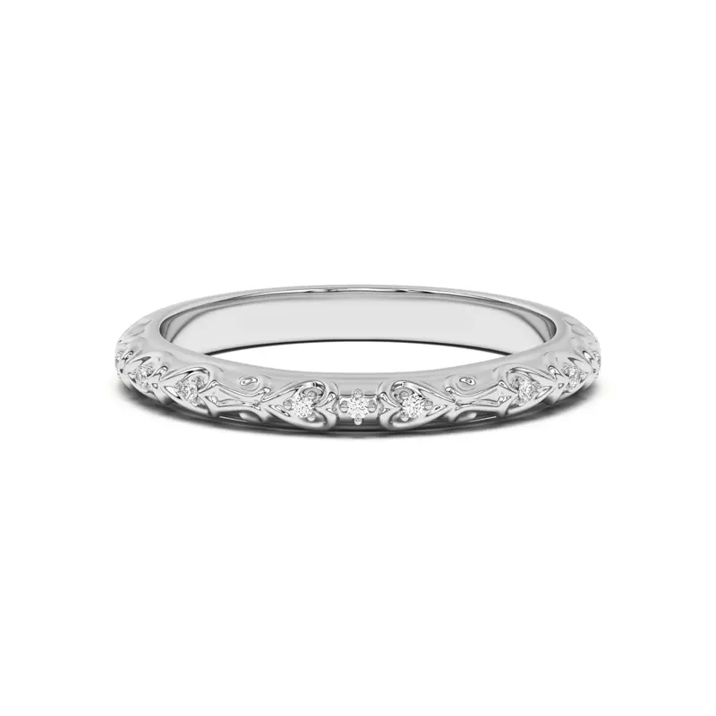 Platinum Kathryn Pavé Heart Scroll Band