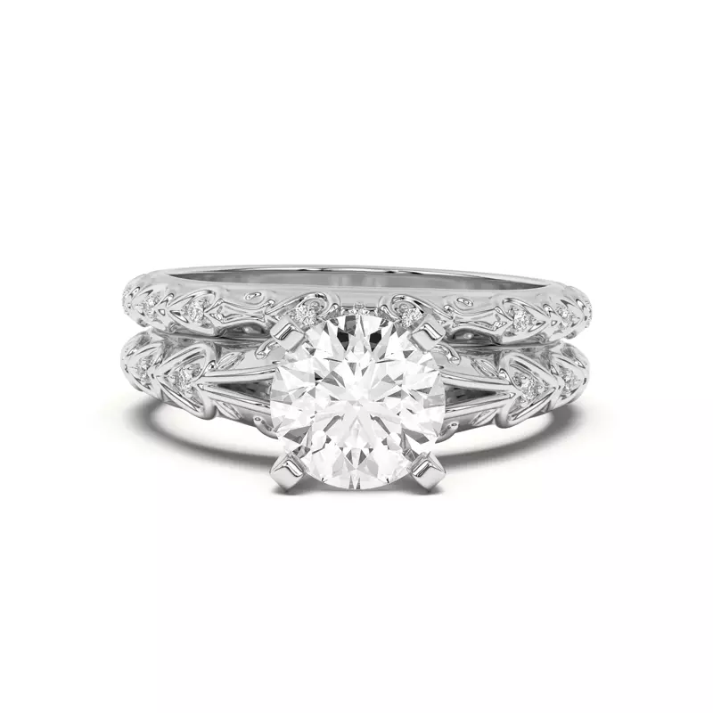Platinum Kathryn Pavé Heart Scroll Band