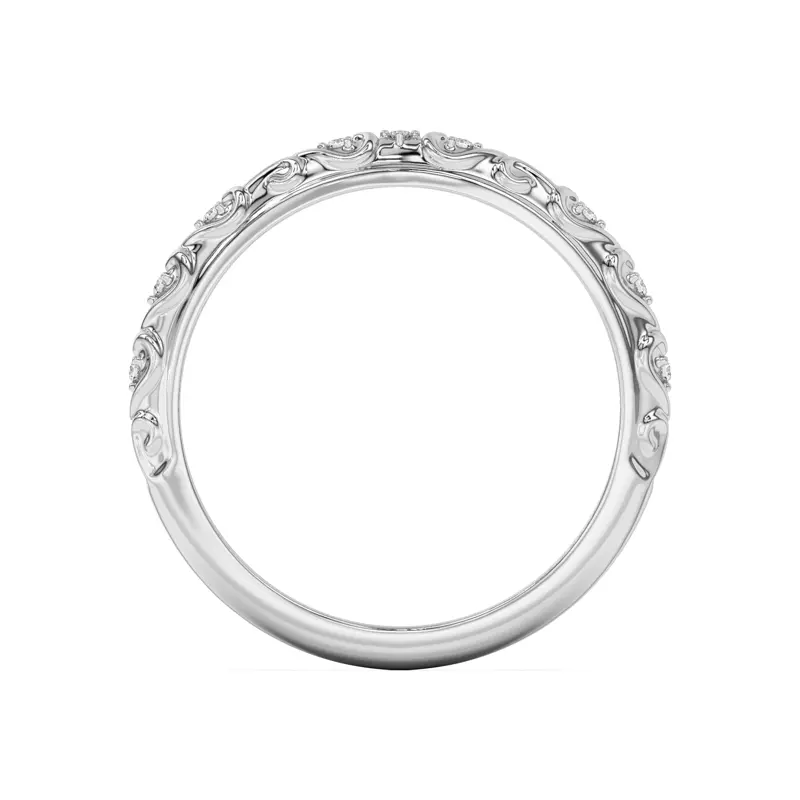 Platinum Kathryn Pavé Heart Scroll Band