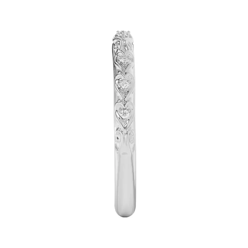 Platinum Kathryn Pavé Heart Scroll Band
