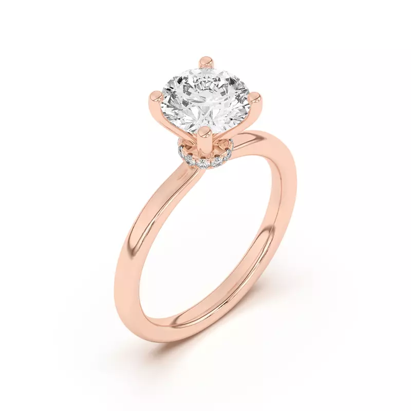 18K Rose Gold Briana Hidden Pavé Circlet Engagement Ring