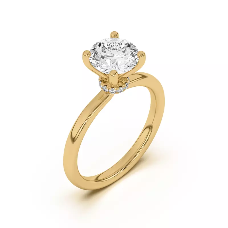 18K Yellow Gold Briana Hidden Pavé Circlet Engagement Ring