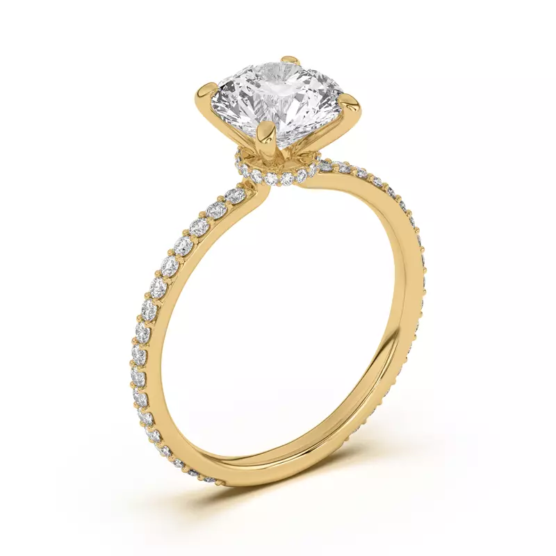 18K Yellow Gold Alara Pavé Collar Engagement Ring