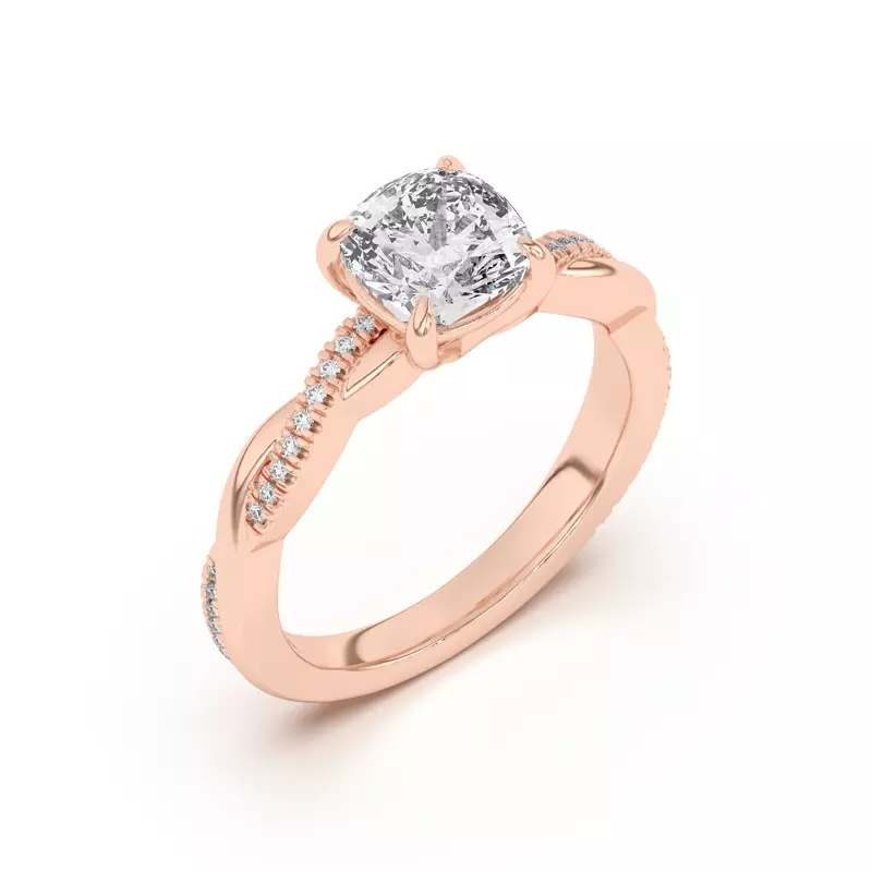 14K Rose Gold Debra Twisted Pavé Engagement Ring