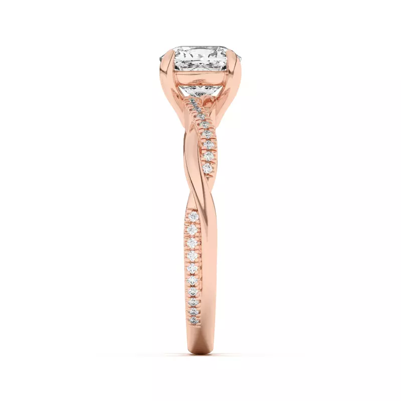 14K Rose Gold Debra Twisted Pavé Engagement Ring