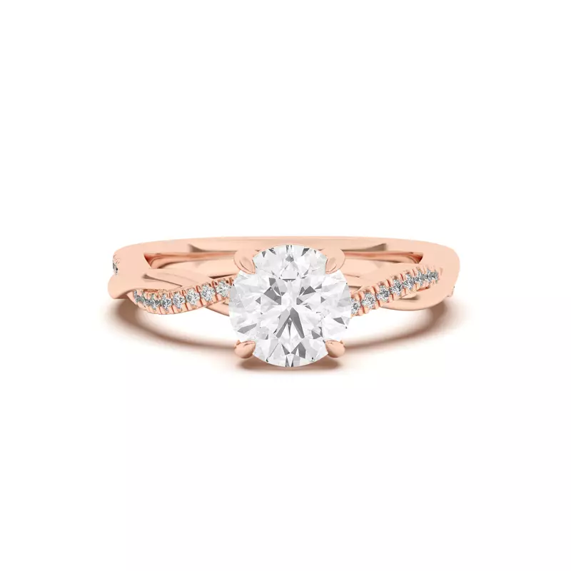 14K Rose Gold Debra Twisted Pavé Engagement Ring