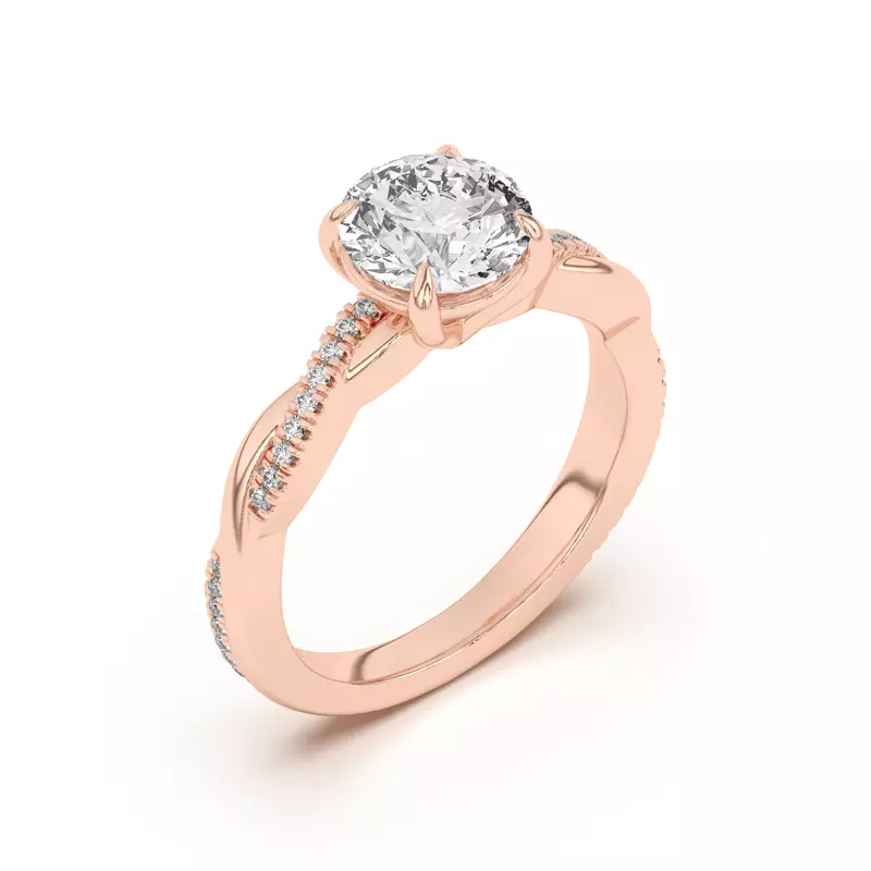 14K Rose Gold Debra Twisted Pavé Engagement Ring