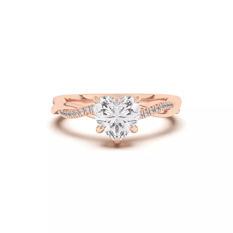 14K Rose Gold Debra Twisted Pavé Engagement Ring