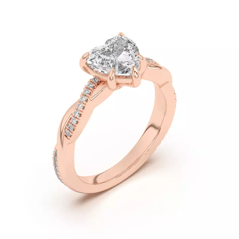 14K Rose Gold Debra Twisted Pavé Engagement Ring