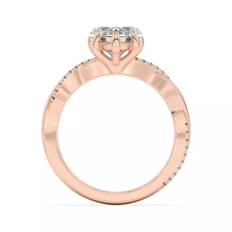 14K Rose Gold Debra Twisted Pavé Engagement Ring