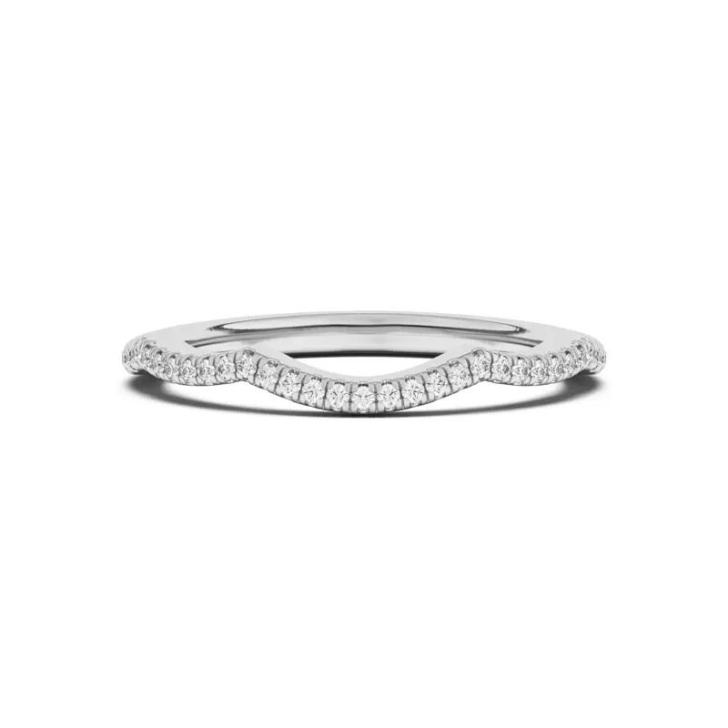 14K White Gold Debra Scalloped Curve Pavé Band
