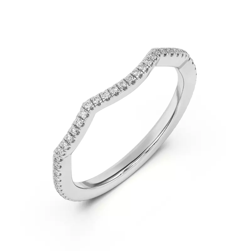 14K White Gold Debra Scalloped Curve Pavé Band