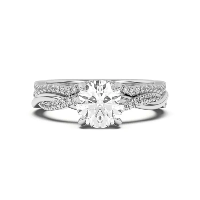 14K White Gold Debra Scalloped Curve Pavé Band