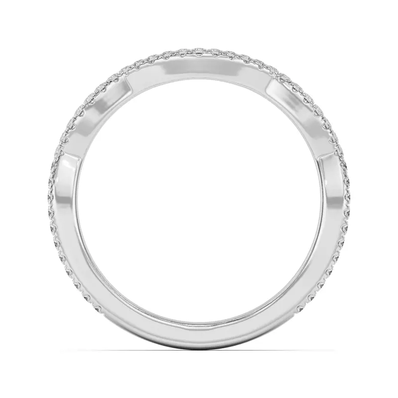 14K White Gold Debra Scalloped Curve Pavé Band