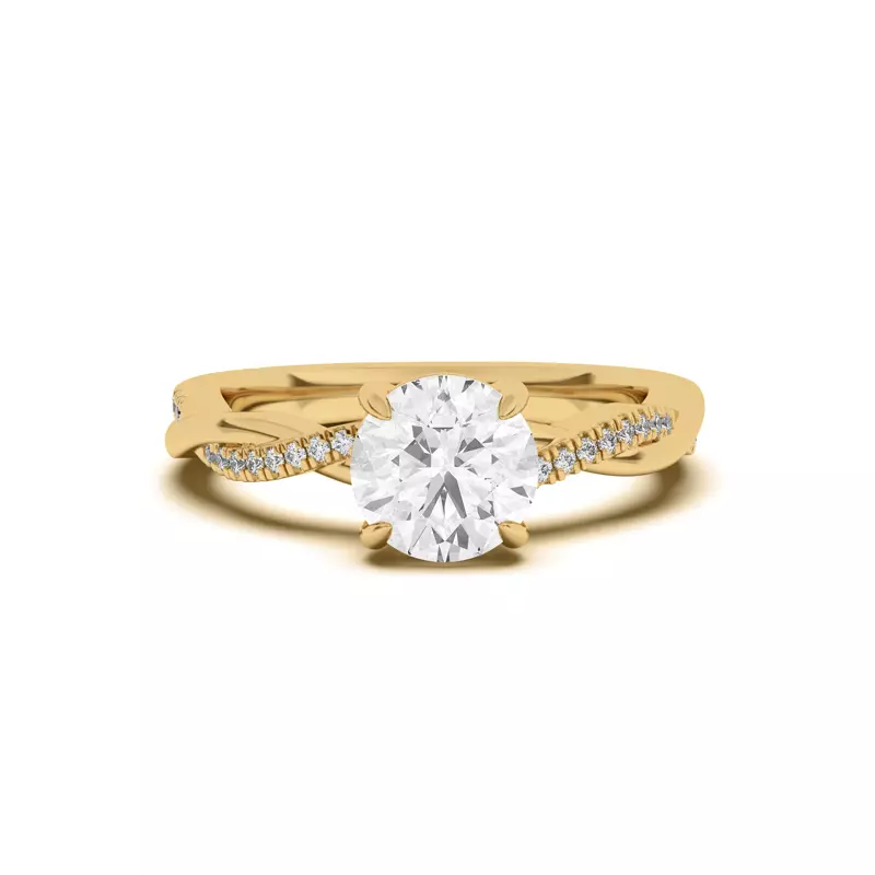 14K Yellow Gold Debra Twisted Pavé Engagement Ring