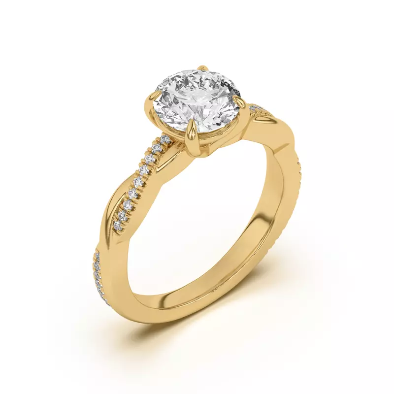 14K Yellow Gold Debra Twisted Pavé Engagement Ring