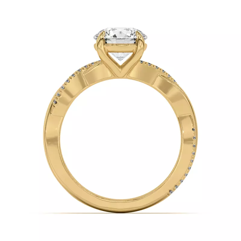 14K Yellow Gold Debra Twisted Pavé Engagement Ring