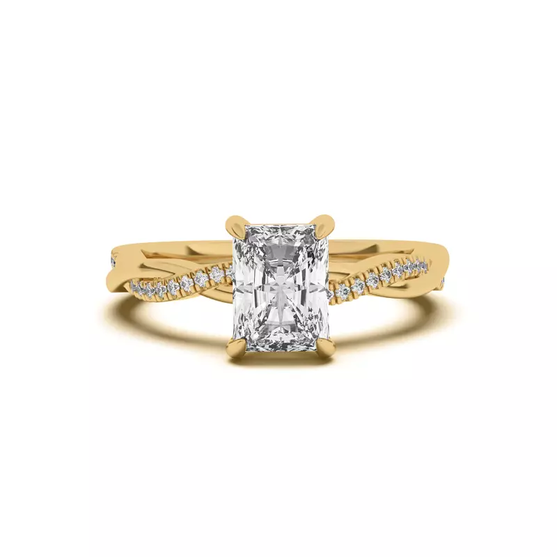 14K Yellow Gold Debra Twisted Pavé Engagement Ring