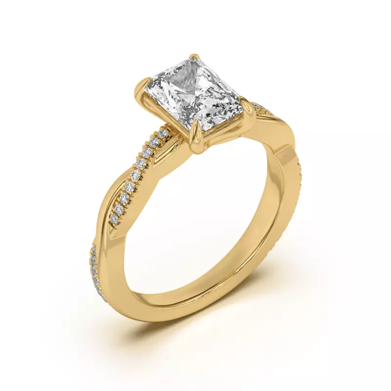 14K Yellow Gold Debra Twisted Pavé Engagement Ring