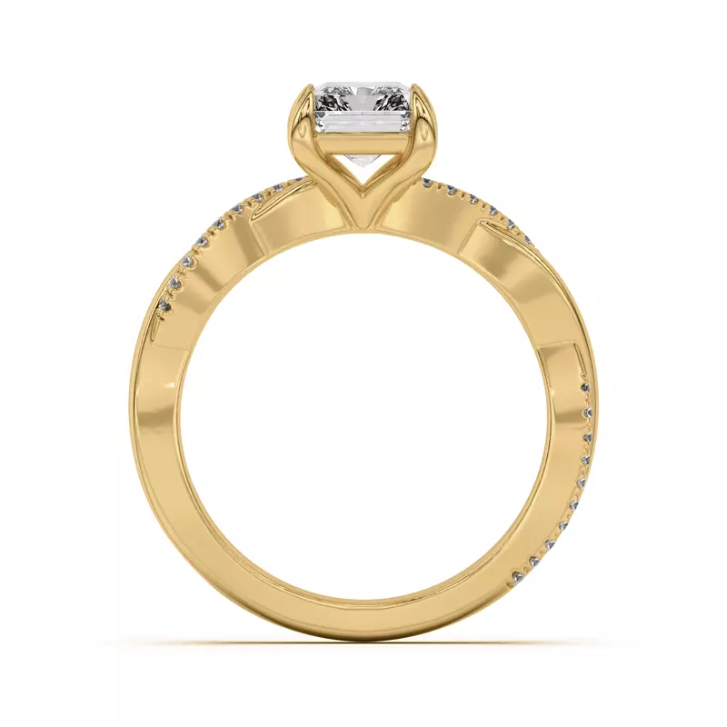 14K Yellow Gold Debra Twisted Pavé Engagement Ring