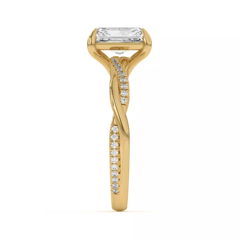 14K Yellow Gold Debra Twisted Pavé Engagement Ring
