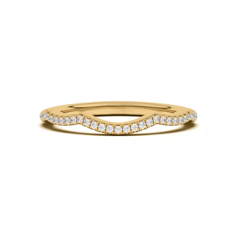 14K Yellow Gold Debra Scalloped Curve Pavé Band