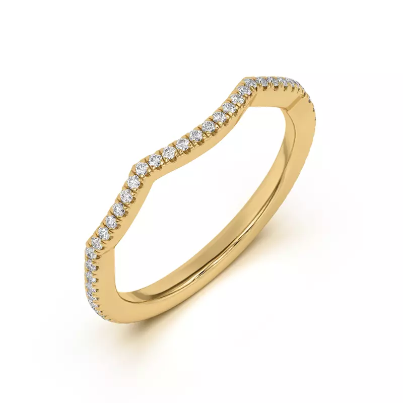 14K Yellow Gold Debra Scalloped Curve Pavé Band