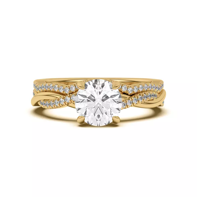 14K Yellow Gold Debra Scalloped Curve Pavé Band