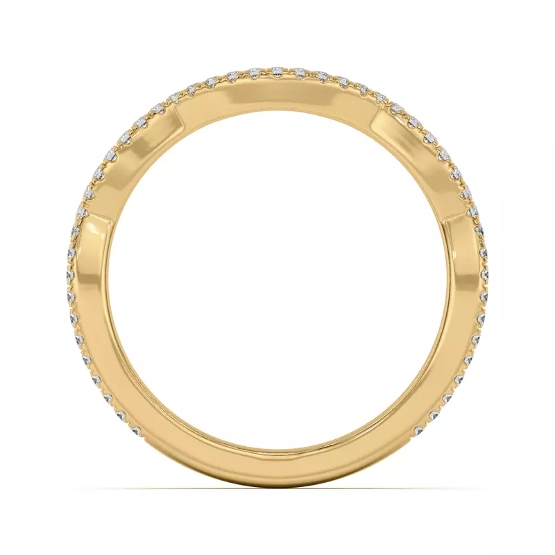 14K Yellow Gold Debra Scalloped Curve Pavé Band