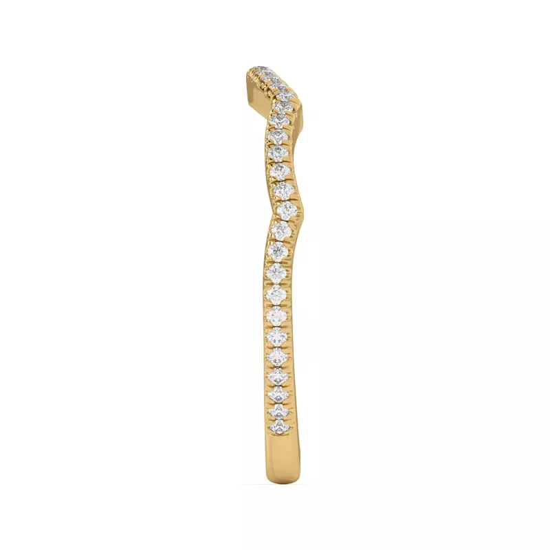 14K Yellow Gold Debra Scalloped Curve Pavé Band