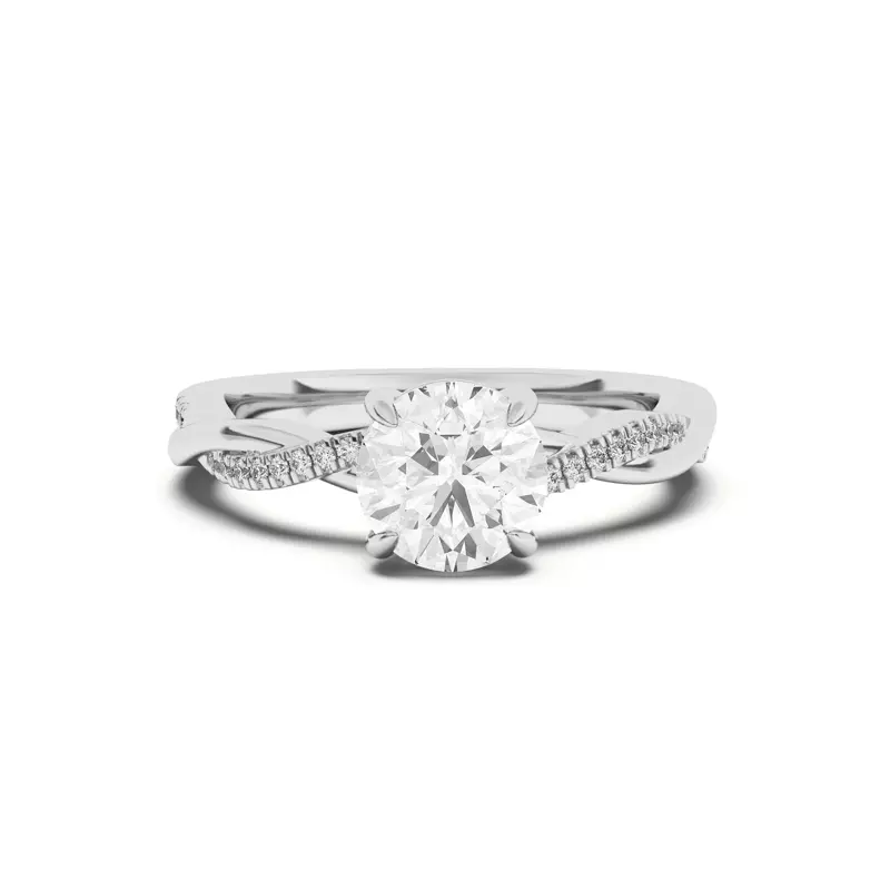 18K White Gold Debra Twisted Pavé Engagement Ring