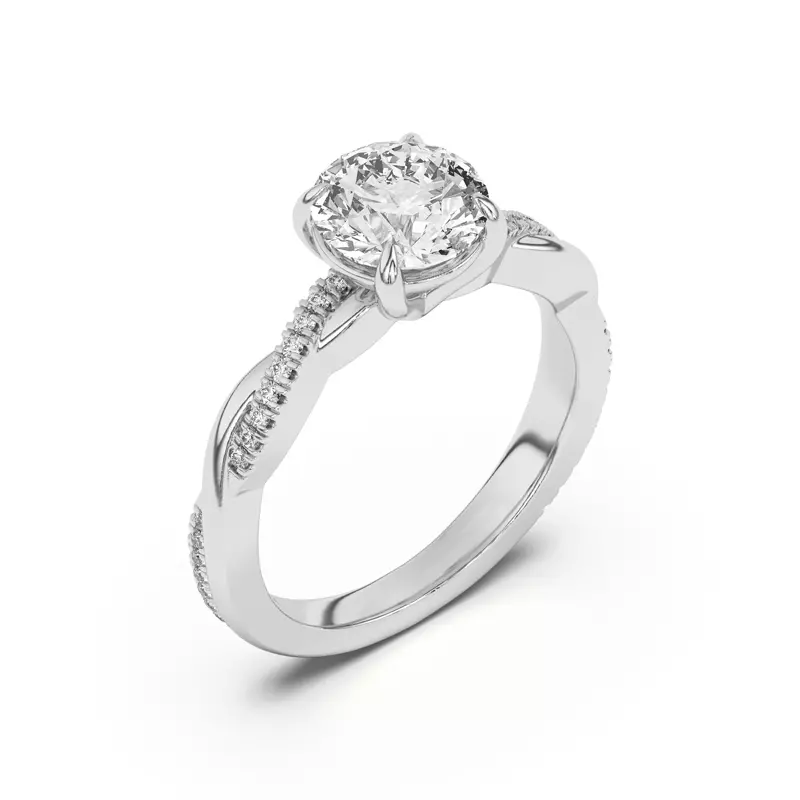 18K White Gold Debra Twisted Pavé Engagement Ring