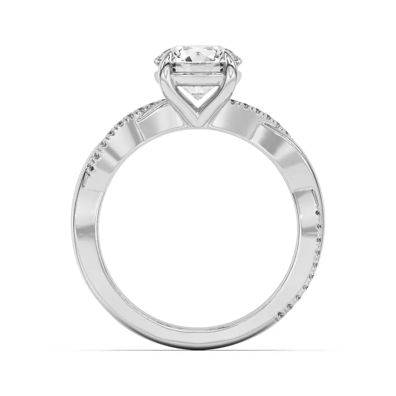 18K White Gold Debra Twisted Pavé Engagement Ring